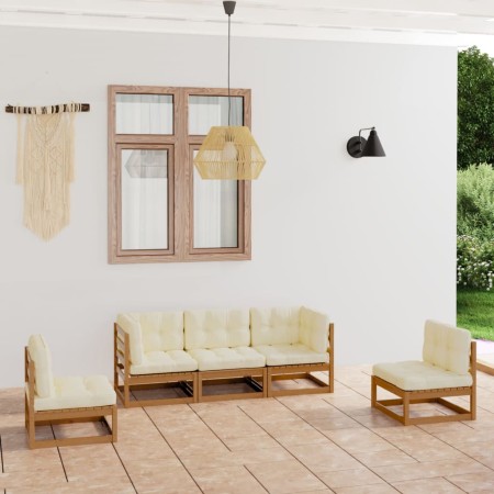 5-piece garden furniture set with solid pine wood cushions by vidaXL, Garden sets - Ref: Foro24-3076442, Price: 534,99 €, Dis...