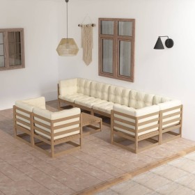 Garden furniture set 9 pieces and cushions solid pine wood by vidaXL, Garden sets - Ref: Foro24-3076712, Price: 1,00 €, Disco...