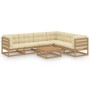 Set de muebles de jardín 7 pzs cojines madera pino marrón miel de vidaXL, Conjuntos de jardín - Ref: Foro24-3076792, Precio: ...