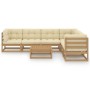 Garden furniture set 7 pcs honey brown pine wood cushions by vidaXL, Garden sets - Ref: Foro24-3076792, Price: 781,99 €, Disc...