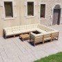 Set de muebles de jardín 11 pzs cojines madera pino marrón miel de vidaXL, Conjuntos de jardín - Ref: Foro24-3077052, Precio:...