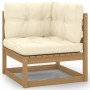 Set de muebles de jardín 11 pzs cojines madera pino marrón miel de vidaXL, Conjuntos de jardín - Ref: Foro24-3077052, Precio:...