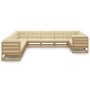 Set de muebles de jardín 11 pzs cojines madera pino marrón miel de vidaXL, Conjuntos de jardín - Ref: Foro24-3077067, Precio:...