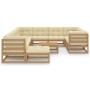 Set de muebles de jardín 12 pzs cojines madera pino marrón miel de vidaXL, Conjuntos de jardín - Ref: Foro24-3077092, Precio:...