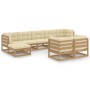 Set de muebles de jardín 9 pzs cojines madera pino marrón miel de vidaXL, Conjuntos de jardín - Ref: Foro24-3077157, Precio: ...