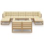 Set de muebles de jardín 9 pzs cojines madera pino marrón miel de vidaXL, Conjuntos de jardín - Ref: Foro24-3077157, Precio: ...