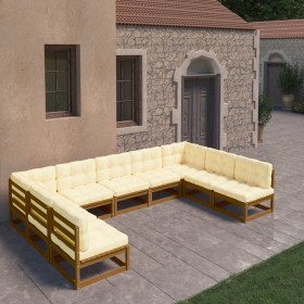 Garden furniture set 9 pcs honey brown pine wood cushions by vidaXL, Garden sets - Ref: Foro24-3077197, Price: 975,99 €, Disc...