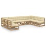 Set de muebles de jardín 9 pzs cojines madera pino marrón miel de vidaXL, Conjuntos de jardín - Ref: Foro24-3077197, Precio: ...