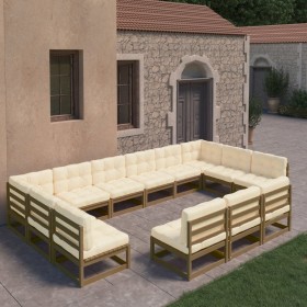 Garden furniture set 13 pcs honey brown pine wood cushions by vidaXL, Garden sets - Ref: Foro24-3077247, Price: 1,00 €, Disco...