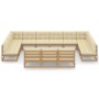 Set de muebles de jardín 13 pzs cojines madera pino marrón miel de vidaXL, Conjuntos de jardín - Ref: Foro24-3077247, Precio:...