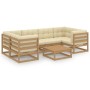 Set de muebles de jardín 7 pzs cojines madera pino marrón miel de vidaXL, Conjuntos de jardín - Ref: Foro24-3077302, Precio: ...