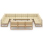 Set de muebles de jardín 13 pzs cojines madera pino marrón miel de vidaXL, Conjuntos de jardín - Ref: Foro24-3077287, Precio:...