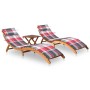 Sun loungers 2 units with solid acacia wood table and cushions by vidaXL, Loungers - Ref: Foro24-3077389, Price: 357,49 €, Di...