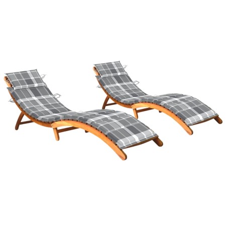 Sun loungers 2 units with solid acacia wood cushions by vidaXL, Loungers - Ref: Foro24-3077375, Price: 340,39 €, Discount: %