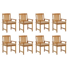 Garden chairs with cushions 8 pcs solid acacia wood by vidaXL, Garden chairs - Ref: Foro24-3078196, Price: 554,07 €, Discount: %