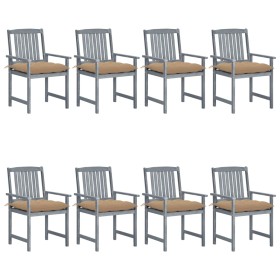 Garden chairs with cushions 8 pcs solid gray acacia wood by vidaXL, Garden chairs - Ref: Foro24-3078252, Price: 527,99 €, Dis...