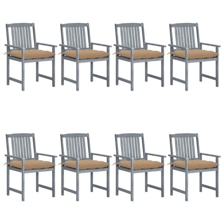 Garden chairs with cushions 8 pcs solid gray acacia wood by vidaXL, Garden chairs - Ref: Foro24-3078252, Price: 526,37 €, Dis...