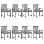 Garden chairs with cushions 8 pcs solid gray acacia wood by vidaXL, Garden chairs - Ref: Foro24-3078252, Price: 526,37 €, Dis...