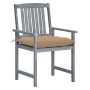 Garden chairs with cushions 8 pcs solid gray acacia wood by vidaXL, Garden chairs - Ref: Foro24-3078252, Price: 526,37 €, Dis...