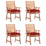 Garden dining chairs and cushions 4 pcs solid acacia wood by vidaXL, Garden chairs - Ref: Foro24-3078341, Price: 252,99 €, Di...