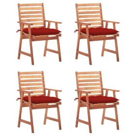 Garden dining chairs and cushions 4 pcs solid acacia wood by vidaXL, Garden chairs - Ref: Foro24-3078341, Price: 252,47 €, Di...