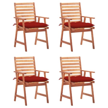 Garden dining chairs and cushions 4 pcs solid acacia wood by vidaXL, Garden chairs - Ref: Foro24-3078341, Price: 252,99 €, Di...