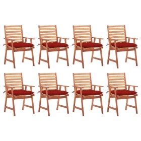 Garden dining chairs and cushions 8 units solid acacia wood by vidaXL, Garden chairs - Ref: Foro24-3078395, Price: 546,01 €, ...