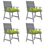 Garden dining chairs with cushions 4 pcs solid acacia wood by vidaXL, Garden chairs - Ref: Foro24-3078430, Price: 350,85 €, D...