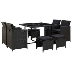 9-piece garden dining set and black synthetic rattan cushions by vidaXL, Garden sets - Ref: Foro24-46532, Price: 423,79 €, Di...