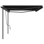 Manual retractable awning with anthracite gray poles 5x3 cm by vidaXL, Awnings - Ref: Foro24-3070179, Price: 568,54 €, Discou...