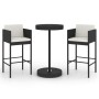 Set muebles bar jardín 3 piezas y cojines ratán sintético negro de vidaXL, Conjuntos de jardín - Ref: Foro24-3094772, Precio:...