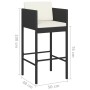 Set muebles bar jardín 3 piezas y cojines ratán sintético negro de vidaXL, Conjuntos de jardín - Ref: Foro24-3094772, Precio:...