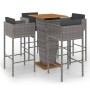 Set muebles de bar jardín 5 pzas y cojines ratán sintético gris de vidaXL, Conjuntos de jardín - Ref: Foro24-3094801, Precio:...