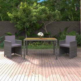 3-teilige Garten-Essgruppe mit grauen synthetischen Rattankissen von vidaXL, Gartensets - Ref: Foro24-3095500, Preis: 254,54 ...