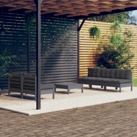 Muebles de jardín 6 pzas con cojines antracita madera de pino de vidaXL, Conjuntos de jardín - Ref: Foro24-3096090, Precio: 5...