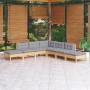 Juego de muebles de jardín 7 pzas y cojines madera pino gris de vidaXL, Conjuntos de jardín - Ref: Foro24-3096321, Precio: 54...