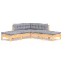 5-piece garden furniture set and gray pine wood cushions by vidaXL, Garden sets - Ref: Foro24-3096309, Price: 354,45 €, Disco...