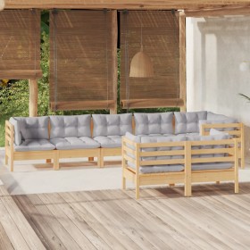 Garden furniture set 8 pieces and cushions solid pine wood by vidaXL, Garden sets - Ref: Foro24-3096501, Price: 683,99 €, Dis...