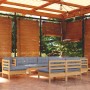 Garden furniture set 9 pieces and cushions solid pine wood by vidaXL, Garden sets - Ref: Foro24-3096742, Price: 700,99 €, Dis...