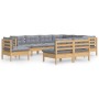 Garden furniture set 9 pieces and cushions solid pine wood by vidaXL, Garden sets - Ref: Foro24-3096742, Price: 700,99 €, Dis...