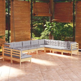 Garden furniture set 10 pieces and cushions solid pine wood by vidaXL, Garden sets - Ref: Foro24-3096838, Price: 777,99 €, Di...