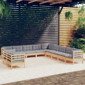 Garden furniture set 11 pieces and cushions solid pine wood by vidaXL, Garden sets - Ref: Foro24-3096922, Price: 852,99 €, Di...