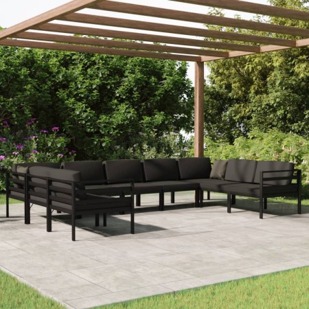 Set muebles de jardín 9 pzas y cojines aluminio gris antracita de vidaXL, Conjuntos de jardín - Ref: Foro24-3107814, Precio: ...