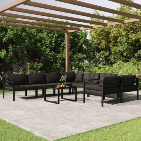 Garden furniture set 9 pieces and anthracite gray aluminum cushions by vidaXL, Garden sets - Ref: Foro24-3107821, Price: 1,00...