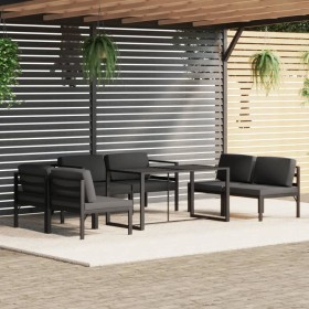 Set muebles de jardín 7 pzas y cojines aluminio gris antracita de vidaXL, Conjuntos de jardín - Ref: Foro24-3115921, Precio: ...