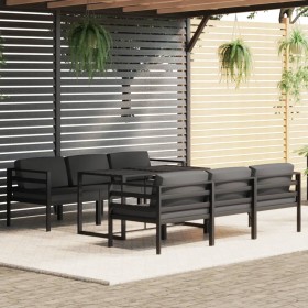 Set muebles de jardín 7 pzas y cojines aluminio gris antracita de vidaXL, Conjuntos de jardín - Ref: Foro24-3115923, Precio: ...