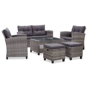 Garden furniture 6 pieces and cushions dark gray synthetic rattan by vidaXL, Outdoor sofas - Ref: Foro24-46150, Price: 568,99...