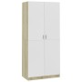 Armario de madera contrachapada blanco y roble 90x52x200cm de vidaXL, Armarios roperos - Ref: Foro24-800635, Precio: 213,44 €...