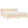 Box spring bed with cream fabric mattress 180x200 cm by vidaXL, Beds and slatted bases - Ref: Foro24-3130534, Price: 561,99 €...