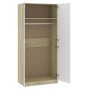 Armario de madera contrachapada blanco y roble 90x52x200cm de vidaXL, Armarios roperos - Ref: Foro24-800635, Precio: 213,44 €...